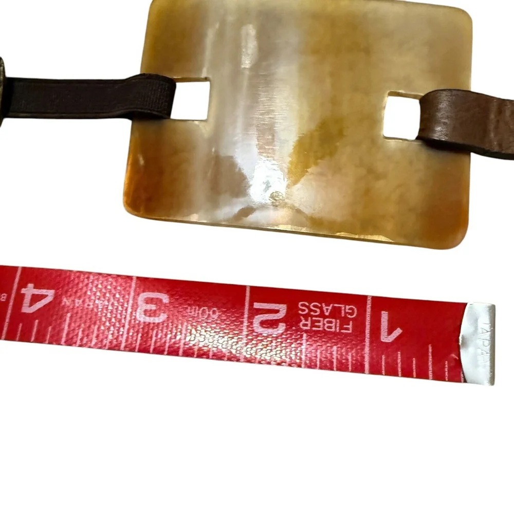 Fashion Link Belt Statement Belt Acrylic Brown Leather Metal‎ 30” To 33” Waist